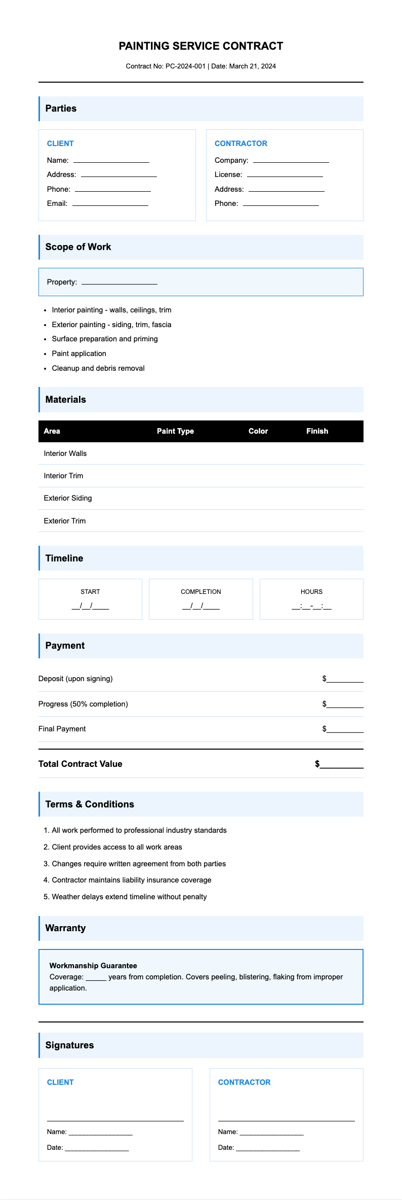 Plain Contract painting contract